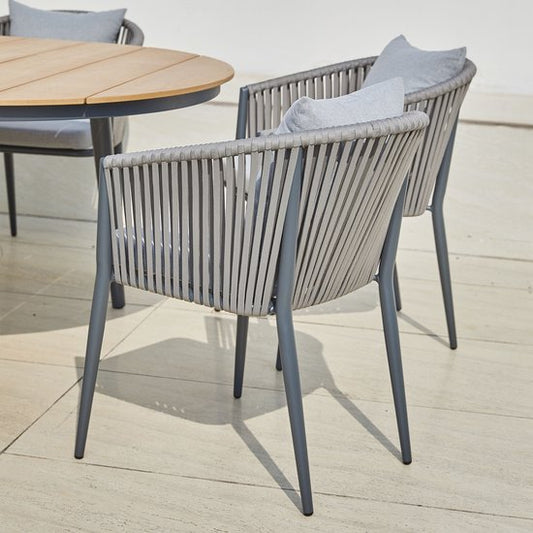 AXI Chay Tuinset met 8 stoelen Houtlook/antraciet – Gepoedercoat aluminium frame – 8 Personen - Dining set met kussens voor balkon, tuin en terras - Weerbestendig
