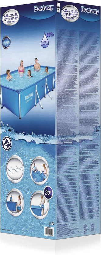 Bestway Steel Pro Zwembad - 400 x 211 x 81 cm - Rechthoekig Opzetzwembad met Stalen Frame - Familiezwembad