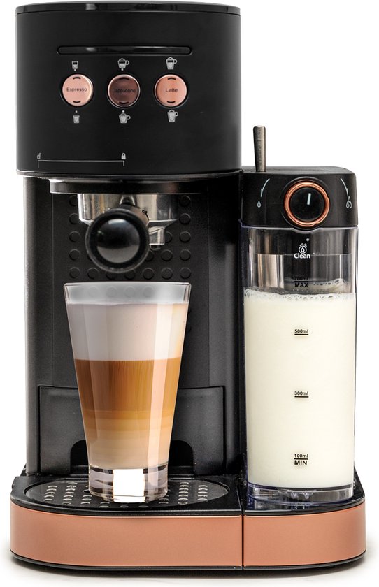 BluMill Koffiemachine - Pistonmachine - Espressomachine - Automatische Melkschuimer & 2 portafilters - 1,2 Liter Waterreservoir