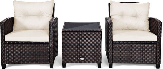 Balkonset 2 personen - Tuinset - Bistroset - Zwart - Weerbestendig - 3 delig - Tuintafel en 2 stoelen - 2 personen - Gecoat staal - Onderhoudsvrij staal