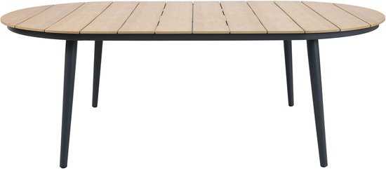 AXI Chay Tuinset met 8 stoelen Houtlook/antraciet – Gepoedercoat aluminium frame – 8 Personen - Dining set met kussens voor balkon, tuin en terras - Weerbestendig