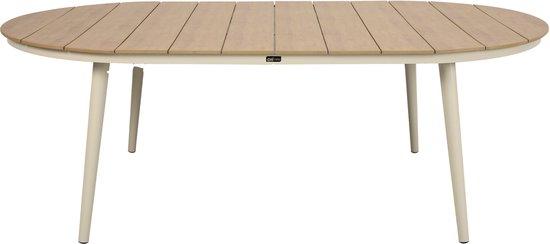 AXI Chay Tuinset met 8 stoelen Houtlook/beige – Gepoedercoat aluminium frame – 8 Personen - Diningset met kussens voor balkon, tuin en terras - Weerbestendig