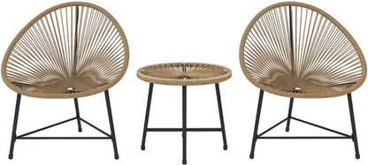 Balkonset 2 personen - Tuinset - Bistroset - Bruin - Weerbestendig - 3 delig - Tuintafel en 2 stoelen - 2 personen - Gecoat staal - Onderhoudsvrij staal
