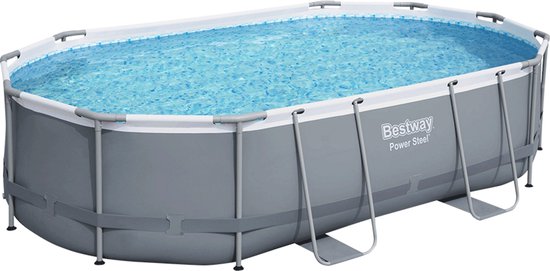 Bestway - Power Steel - Opzetzwembad inclusief filterpomp en accessoires - 488x305x107 cm - Ovaal