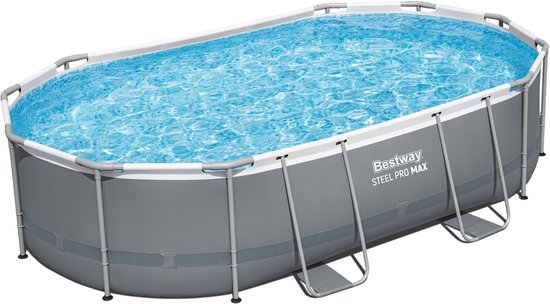 Bestway - Power Steel - Opzetzwembad inclusief filterpomp en accessoires - 488x305x107 cm - Ovaal