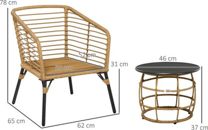 Balkonset 2 personen - Tuinset - Bistroset - Zwart - 3 delig - Met kussens - Tuintafel en 2 stoelen - Gecoat staal - Onderhoudsvrij staal