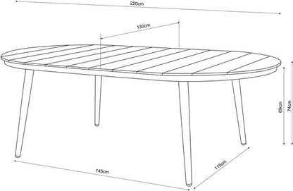 AXI Chay Tuinset met 8 stoelen Houtlook/antraciet – Gepoedercoat aluminium frame – 8 Personen - Dining set met kussens voor balkon, tuin en terras - Weerbestendig