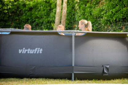 VirtuFit Rond Zwembad Ø366 x 100 cm - Incl. Filterpomp - Opzetzwembad - Duurzaam & Veilig Stalen Frame - Antraciet