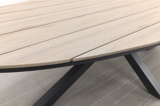 Jasmine Black/GI Edison 8-persoons dining tuinset 280x140 cm.