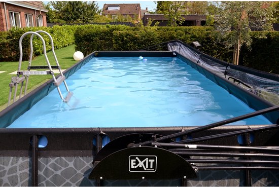EXIT Wood Frame Zwembad 540x250x100cm - Opzetzwembad - met Filterpomp - Rechthoekig - Bruin