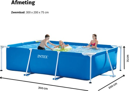 Intex Voordeelverpakking - Rechthoekig Frame Zwembad - 300 x 200 x 75 cm - Blauw - Inclusief Accessoires - Voor een heel seizoen