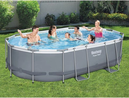 Bestway - Power Steel - Opzetzwembad inclusief filterpomp en accessoires - 488x305x107 cm - Ovaal