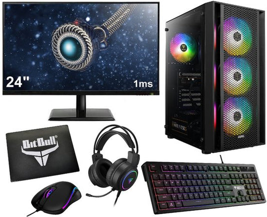 Ryzen 5 Budget Game PC Setup Compleet met 24" Gaming Monitor, Toetsenbord, Muis, Headset en Muismat|500GB SSD|16GB RAM|WiFi|GC2