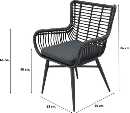 Jasmine Black/GI Edison 8-persoons dining tuinset 280x140 cm.