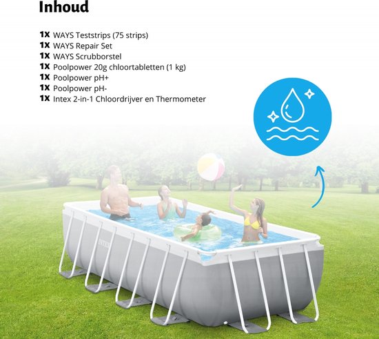 Intex Voordeelverpakking - Rechthoekig Frame Zwembad - 300 x 200 x 75 cm - Blauw - Inclusief Accessoires - Voor een heel seizoen