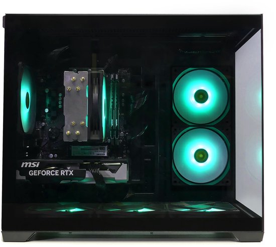 AMD Ryzen 7 5700X Game/Gaming PC|RTX 5060|16GB RAM|1TB SSD|Geschikt voor Fortnite, Minecraft en Roblox op Highest settings|Nvidia GeForce RTX 5060 8G|Mini Aquarium Case|WiFi 6|Bluetooth 5.4|Windows 11 Pro|AURA GC10M