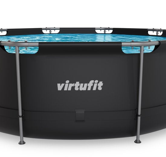 VirtuFit Rond Zwembad Ø366 x 100 cm - Incl. Filterpomp - Opzetzwembad - Duurzaam & Veilig Stalen Frame - Antraciet