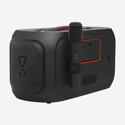 JBL PartyBox On The Go 2 – Draagbare Bluetooth Speaker - Met Draadloze Microfoon - Handige Schouderriem - LED verlichting - Spatwaterdicht - Zwart
