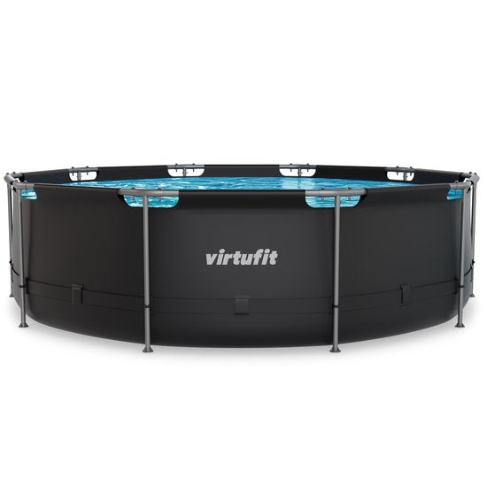 VirtuFit Rond Zwembad Ø366 x 100 cm - Incl. Filterpomp - Opzetzwembad - Duurzaam & Veilig Stalen Frame - Antraciet