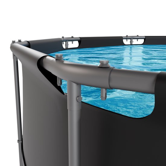 VirtuFit Rond Zwembad Ø366 x 100 cm - Incl. Filterpomp - Opzetzwembad - Duurzaam & Veilig Stalen Frame - Antraciet