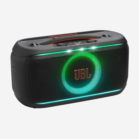 JBL PartyBox On The Go 2 – Draagbare Bluetooth Speaker - Met Draadloze Microfoon - Handige Schouderriem - LED verlichting - Spatwaterdicht - Zwart