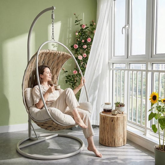 Luxe Hangstoel Sweden - Grijs kussen - Voor Buiten en Binnen