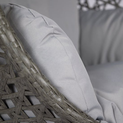 Hangstoel Sydney - Bruin / Grijs Wicker - Zwart Frame - Grijze kussens - Basketmaat 82*65*110CM-voor Buiten en Binnen