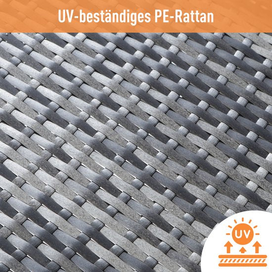 Poly rotan zitgroep eettafel lounge tuinmeubelen - zitsets tuinset - tuinlounge voor 7 personen - grijs