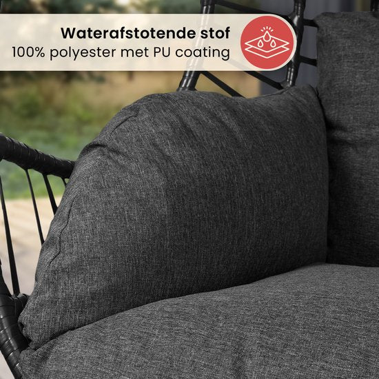 Swoods XXL Egg Hangstoel – Hangstoel met standaard – Egg Chair – tot 150kg – Donkergrijs