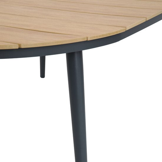 AXI Chay Tuinset met 8 stoelen Houtlook/antraciet – Gepoedercoat aluminium frame – 8 Personen - Dining set met kussens voor balkon, tuin en terras - Weerbestendig