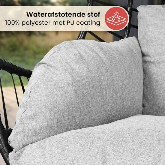 Swoods XXL Egg Hangstoel – Hangstoel met standaard – Egg Chair – tot 150kg – Lichtgrijs
