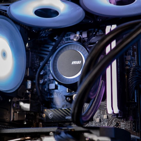 FlowUp x Powered By MSI - De Ik hoor je Gaming PC - Don Kaaklijn - Ryzen 5 - RTX 5060 - 32 GB RAM - 1 TB SSD - Waterkoeling