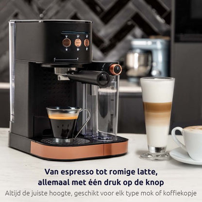 BluMill Koffiemachine - Pistonmachine - Espressomachine - Automatische Melkschuimer & 2 portafilters - 1,2 Liter Waterreservoir
