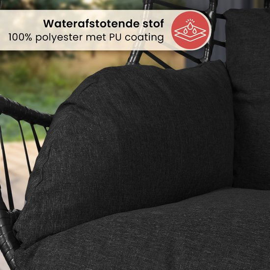 Swoods XXL Egg Hangstoel – Hangstoel met standaard – Egg Chair – tot 150kg - Zwart