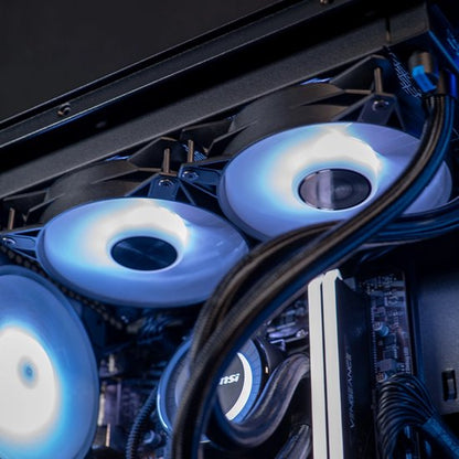 FlowUp x Powered By MSI - De Ik hoor je Gaming PC - Don Kaaklijn - Ryzen 5 - RTX 5060 - 32 GB RAM - 1 TB SSD - Waterkoeling