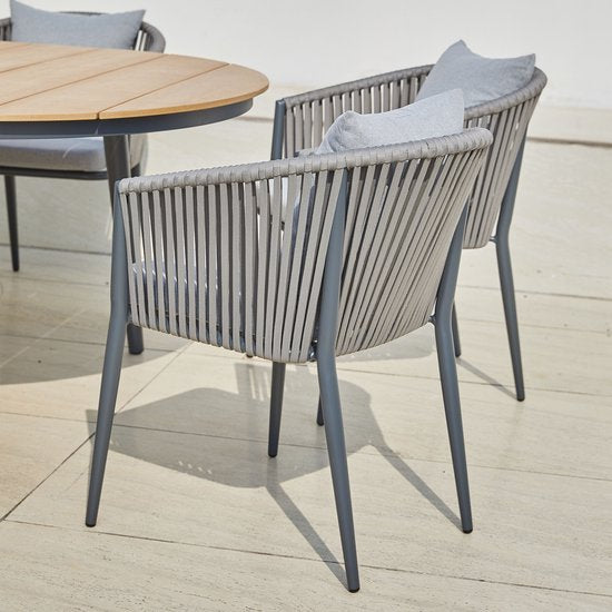 AXI Chay Tuinset met 8 stoelen Houtlook/antraciet – Gepoedercoat aluminium frame – 8 Personen - Dining set met kussens voor balkon, tuin en terras - Weerbestendig