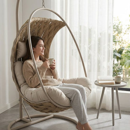 Luxe Hangstoel Sweden - Grijs kussen - Voor Buiten en Binnen