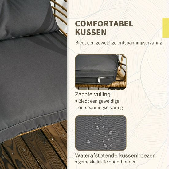 Balkonset 2 personen - Tuinset - Bistroset - Zwart - 3 delig - Met kussens - Tuintafel en 2 stoelen - Gecoat staal - Onderhoudsvrij staal