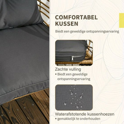 Balkonset 2 personen - Tuinset - Bistroset - Zwart - 3 delig - Met kussens - Tuintafel en 2 stoelen - Gecoat staal - Onderhoudsvrij staal