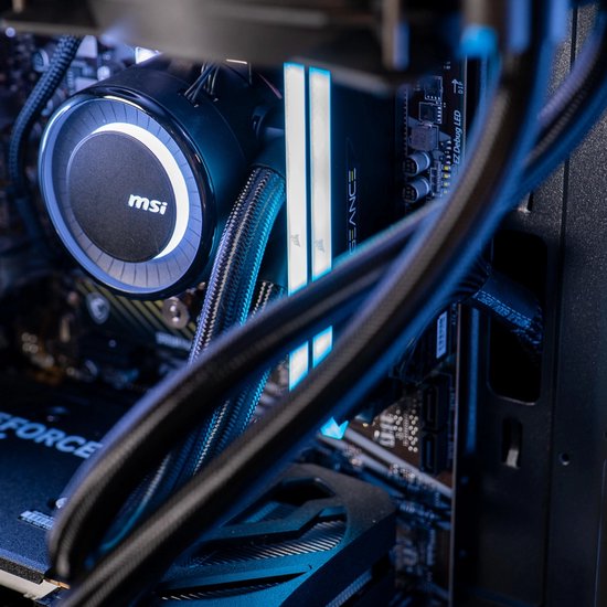 FlowUp x Powered By MSI - De Ik hoor je Gaming PC - Don Kaaklijn - Ryzen 5 - RTX 5060 - 32 GB RAM - 1 TB SSD - Waterkoeling