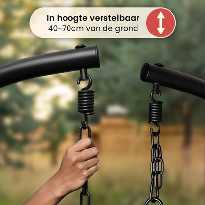 Swoods XXL Egg Hangstoel – Hangstoel met standaard – Egg Chair – tot 150kg – Donkergrijs