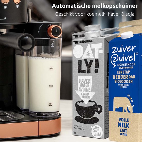 BluMill Koffiemachine - Pistonmachine - Espressomachine - Automatische Melkschuimer & 2 portafilters - 1,2 Liter Waterreservoir