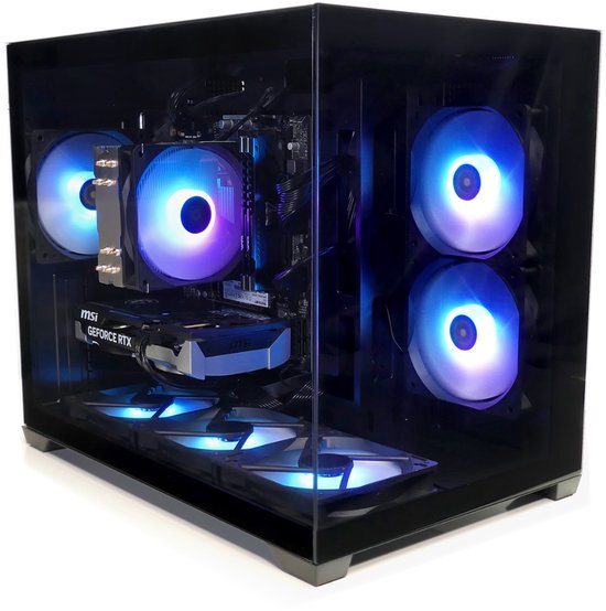 AMD Ryzen 7 5700X Game/Gaming PC|RTX 5060|16GB RAM|1TB SSD|Geschikt voor Fortnite, Minecraft en Roblox op Highest settings|Nvidia GeForce RTX 5060 8G|Mini Aquarium Case|WiFi 6|Bluetooth 5.4|Windows 11 Pro|AURA GC10M