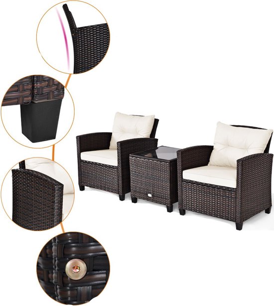 Balkonset 2 personen - Tuinset - Bistroset - Zwart - Weerbestendig - 3 delig - Tuintafel en 2 stoelen - 2 personen - Gecoat staal - Onderhoudsvrij staal
