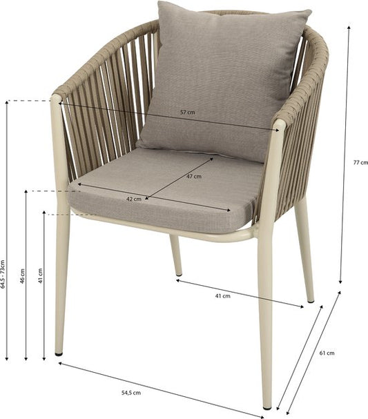 AXI Chay Tuinset met 8 stoelen Houtlook/beige – Gepoedercoat aluminium frame – 8 Personen - Diningset met kussens voor balkon, tuin en terras - Weerbestendig