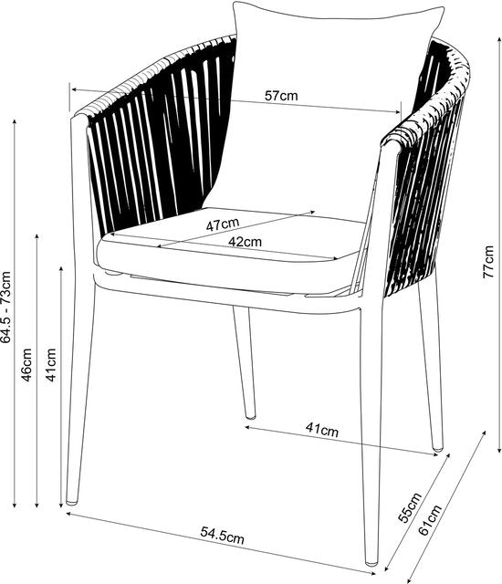 AXI Chay Tuinset met 8 stoelen Houtlook/antraciet – Gepoedercoat aluminium frame – 8 Personen - Dining set met kussens voor balkon, tuin en terras - Weerbestendig