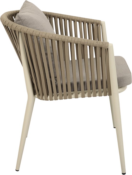 AXI Chay Tuinset met 8 stoelen Houtlook/beige – Gepoedercoat aluminium frame – 8 Personen - Diningset met kussens voor balkon, tuin en terras - Weerbestendig