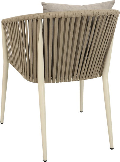 AXI Chay Tuinset met 8 stoelen Houtlook/beige – Gepoedercoat aluminium frame – 8 Personen - Diningset met kussens voor balkon, tuin en terras - Weerbestendig