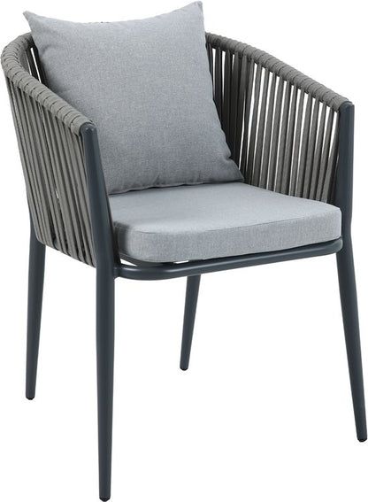 AXI Chay Tuinset met 8 stoelen Houtlook/antraciet – Gepoedercoat aluminium frame – 8 Personen - Dining set met kussens voor balkon, tuin en terras - Weerbestendig