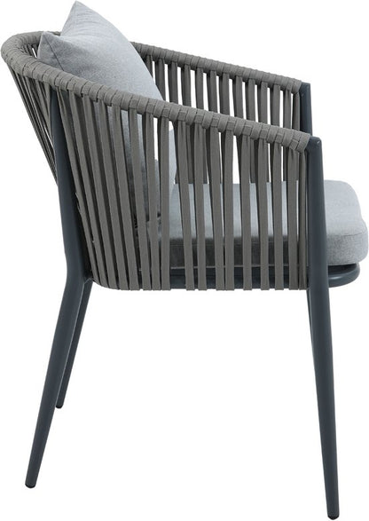 AXI Chay Tuinset met 8 stoelen Houtlook/antraciet – Gepoedercoat aluminium frame – 8 Personen - Dining set met kussens voor balkon, tuin en terras - Weerbestendig